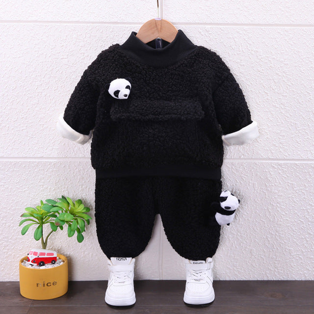 Ohyiyi - Cute Thickened Fleece Sweatshirt w/Doll + Pants