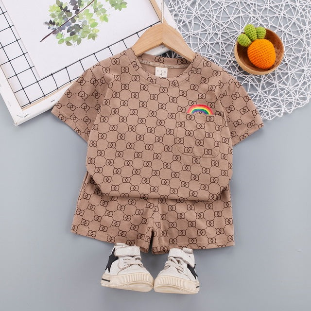 Summer Cartoon Rainbow Full Print Shirt + Shorts