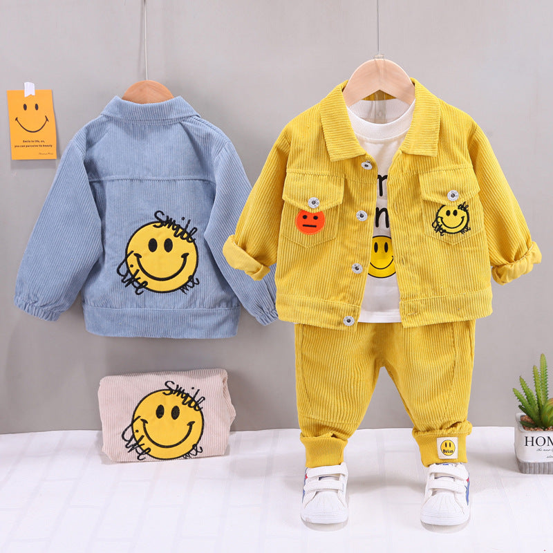 Ohyiyi - Cool Emoji Coat + Cartoon Emoji T-Shirt + Pants