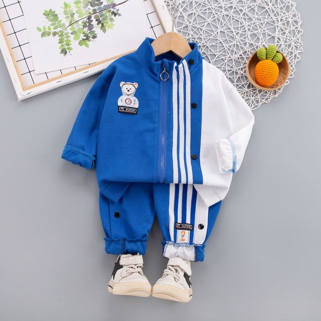 Handsome Striped Stitching Zipper Tracksuit + Pants