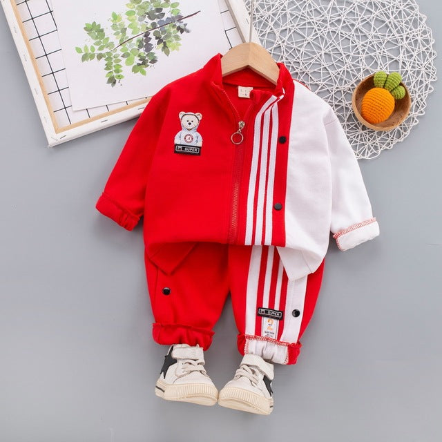 Handsome Striped Stitching Zipper Tracksuit + Pants