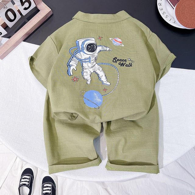 Imaginative Astronaut Print Shirt + Shorts