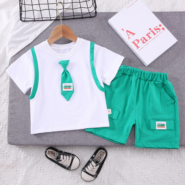Clever Patchwork T-Shirt Tie + Shorts