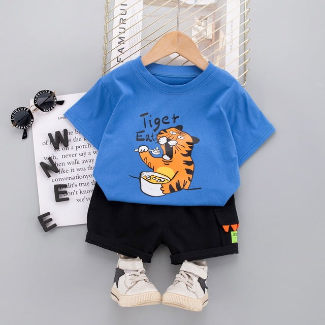 Eat Cartoon Tiger T-Shirt + Tooling Shorts
