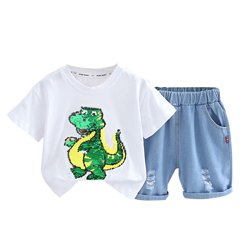 Cute Cartoon Dinosaur T Shirt + Shorts