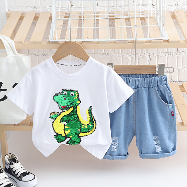Cute Cartoon Dinosaur T Shirt + Shorts