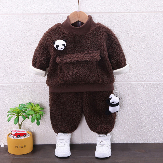 Cute Thickened Fleece Sweatshirt w/Doll + Pants
