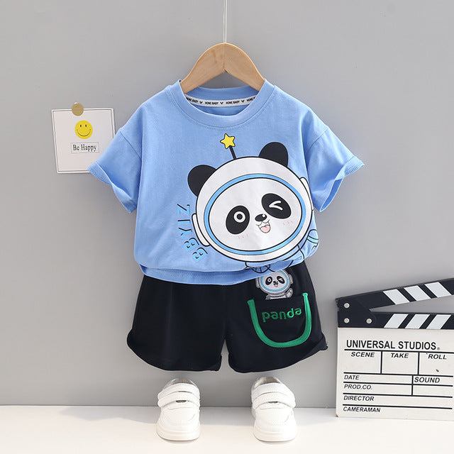 Acting Cute Cartoon Panda T-Shirt + Shorts