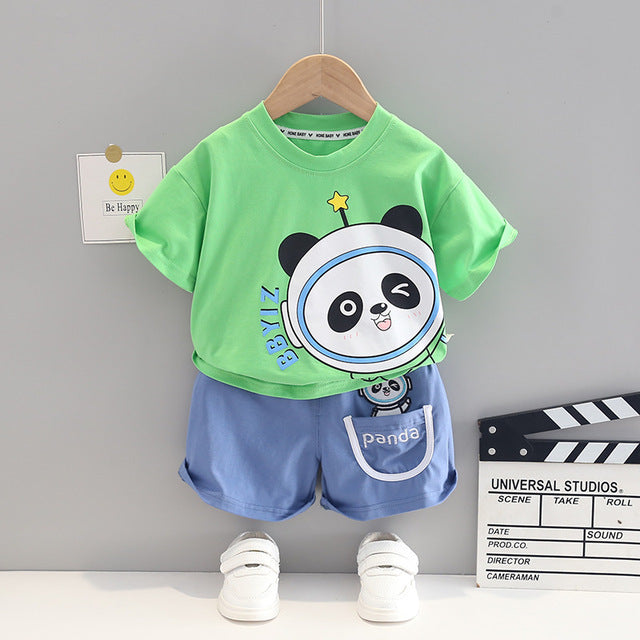 Acting Cute Cartoon Panda T-Shirt + Shorts