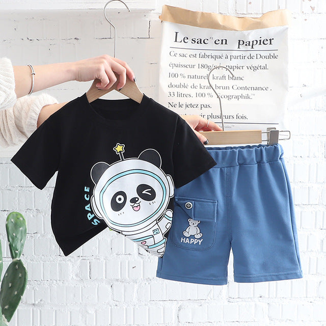 Acting Cute Cartoon Astronaut Panda + Shorts