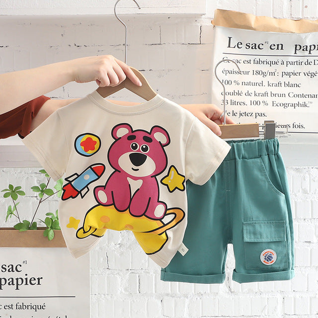 Imaginative Cartoon Bear T-shirt+ Shorts