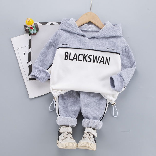 Sports Black Swan Letter Hood + Pants