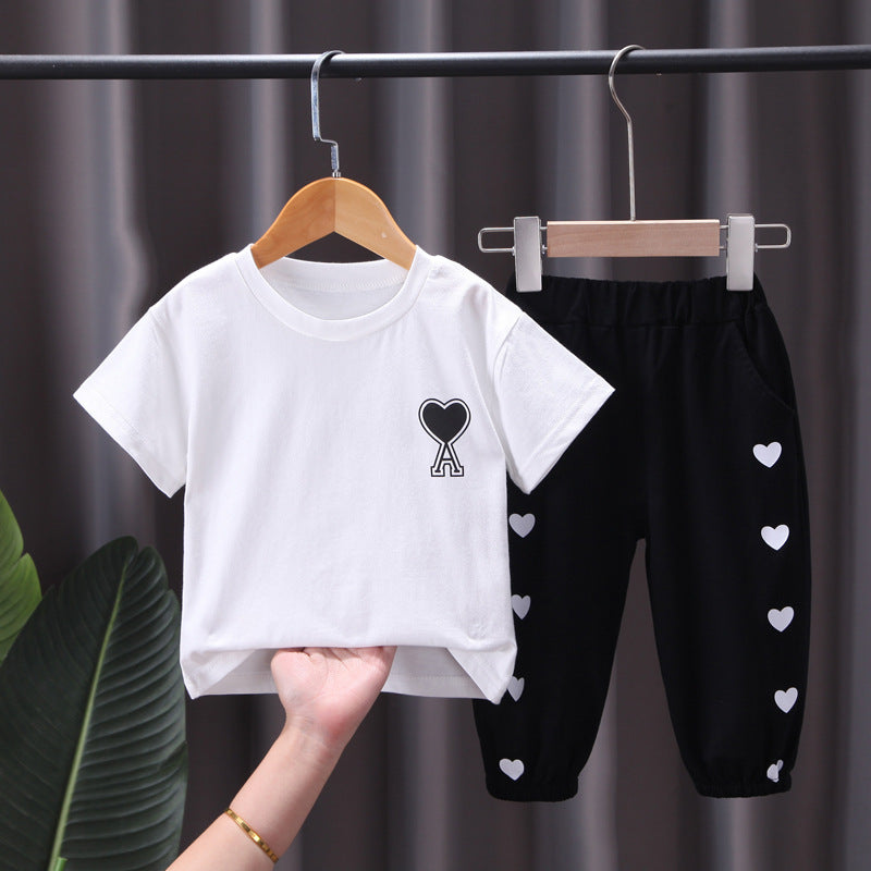 Simple Style Love Printing T-Shirt + Shorts