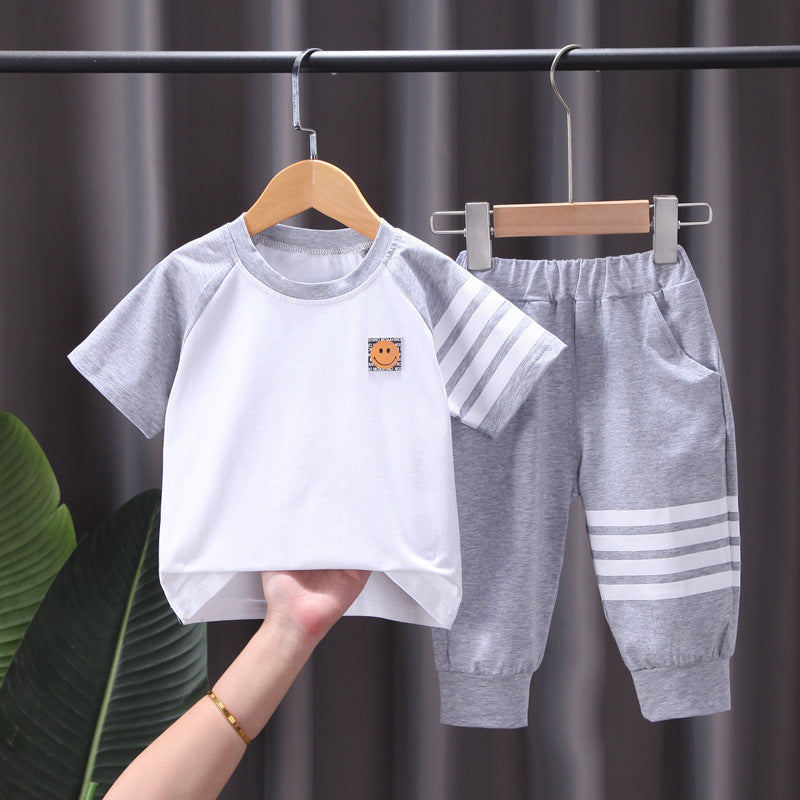 Simple Style Contrast T-Shirt + Pants