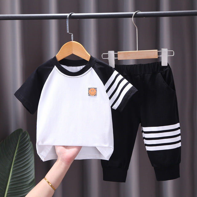 Simple Style Contrast T-Shirt + Pants