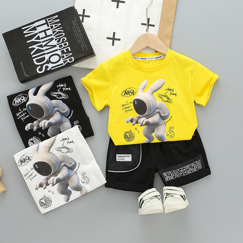 Imaginative Cartoon Astronaut Rabbit T-Shirt + Shorts