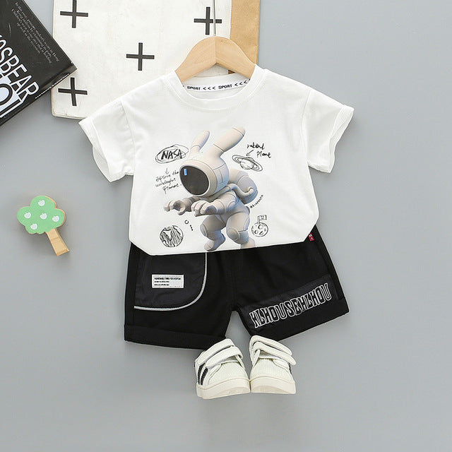 Imaginative Cartoon Astronaut Rabbit T-Shirt + Shorts