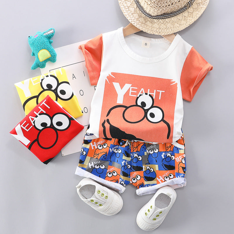 Cute Cartoon Sesame Street T-Shirt + Shorts